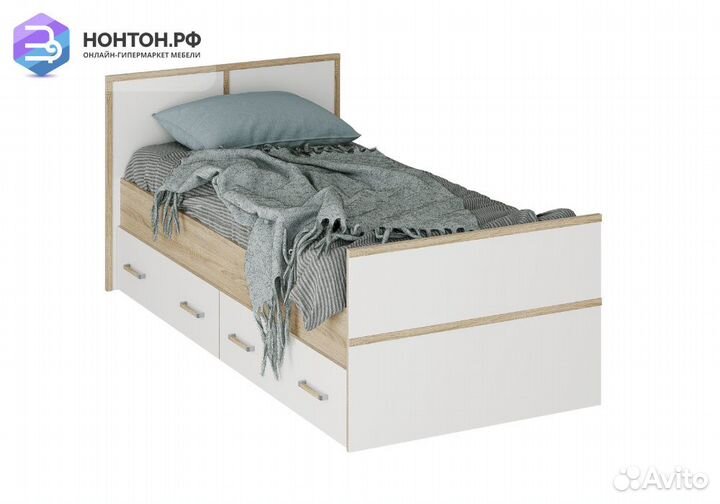 Кровать Сакура 0.9 м дуб сонома / белый