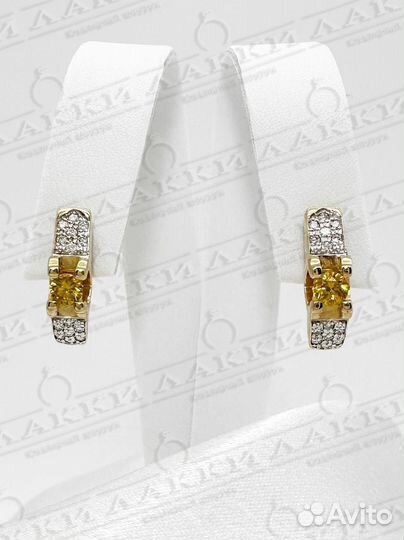 Золотые серьги с бриллиантами 585 / 3.98 гр