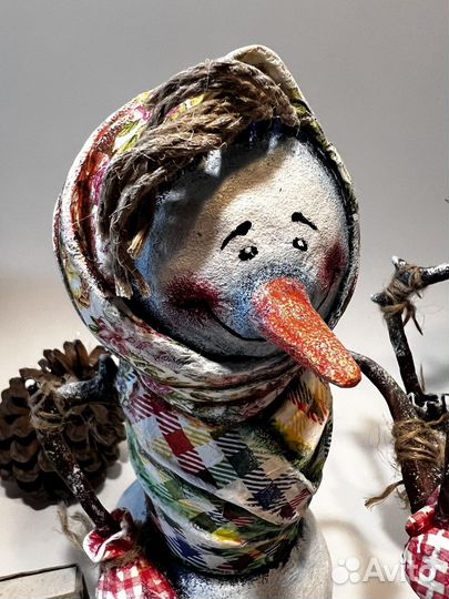 Снеговики из папье-маше новый год готовый подарок