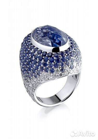 Кольцо GRS Gemresearch Swisslab с природным синим