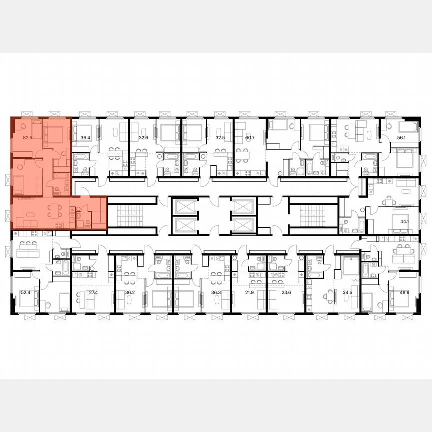 3-к. квартира, 82,6 м², 14/25 эт.