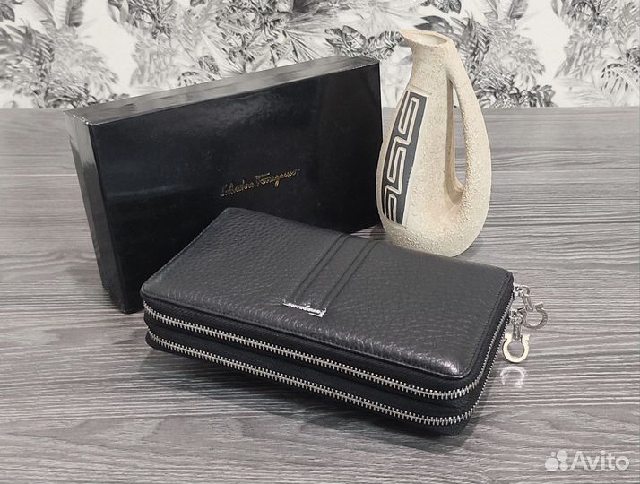 Мужской кожаный клатч кошелёк Ferragamo новый 012