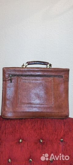 Мужской кожаный портфель коричневый