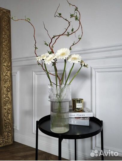 Ваза рельефная рефленая стекло