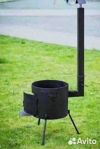 Печь 3мм с трубoй и дверцей под чугунный казан