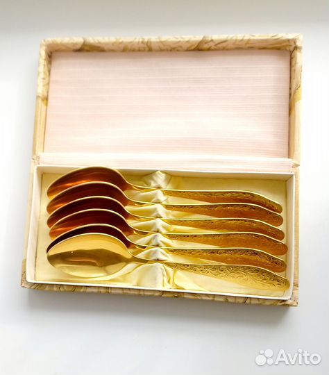 Ложки столовые нержавейка СССР с позолотой 6шт