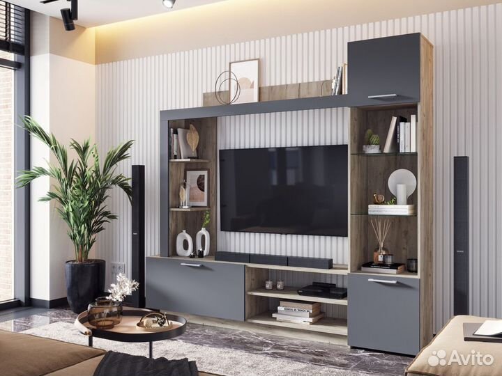 Гостиная (2,1м) Онтарио мдф Сноу/крафт Белый