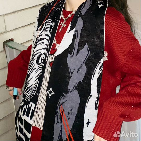 Теплый двусторонний шарф