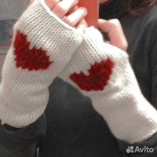 Митенки с сердцем