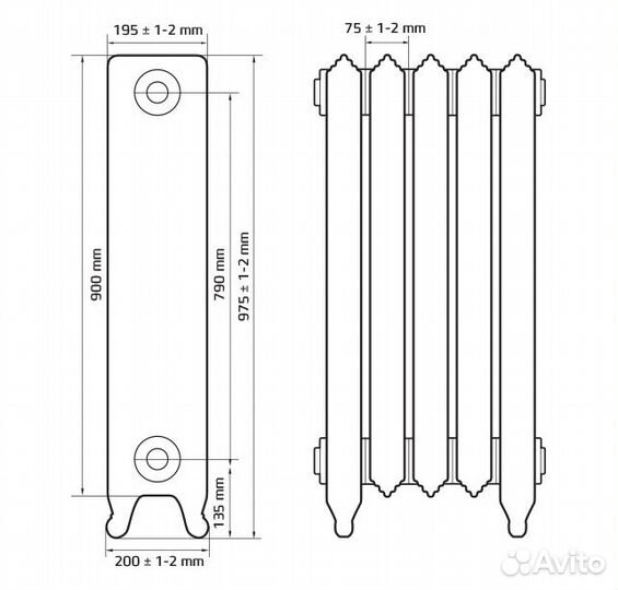 Радиатор чугунный norwich 790 12 секций NW 790-12s