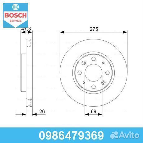 Тормозной диск 0986479369 bosch