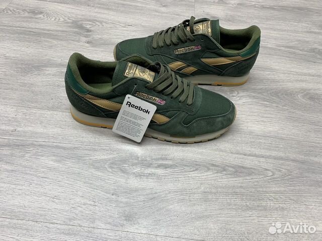Кроссовки Reebok Classic зеленые мужские бежевые купить в Москве ...
