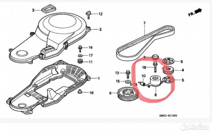 Ролик натяжителя ремня Honda BF75-90