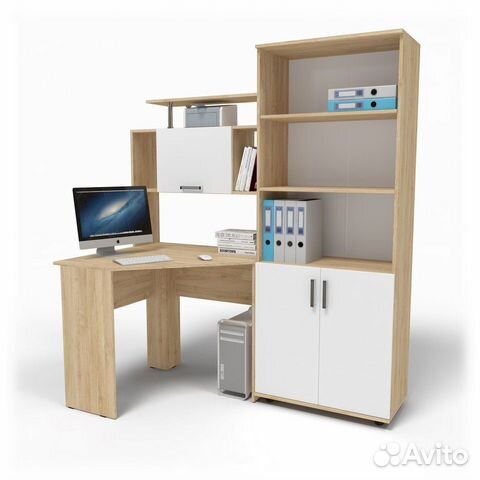 Компьютерный стол угловой с полками