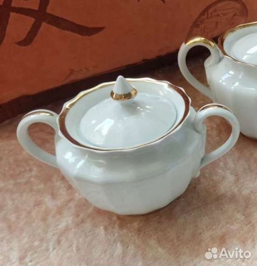 Сахарница фарфор Золотая лента