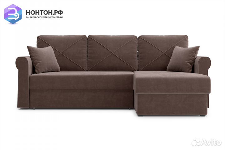 Диван угловой дельфин Лира коричневый