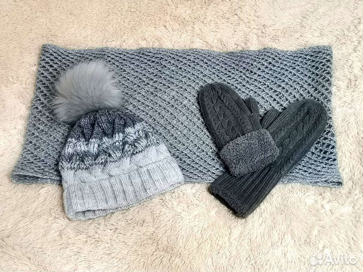 Шапка снуд и варежки
