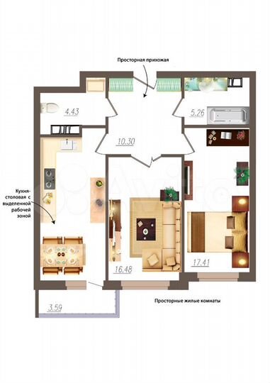 2-к. квартира, 72,5 м², 12/19 эт.