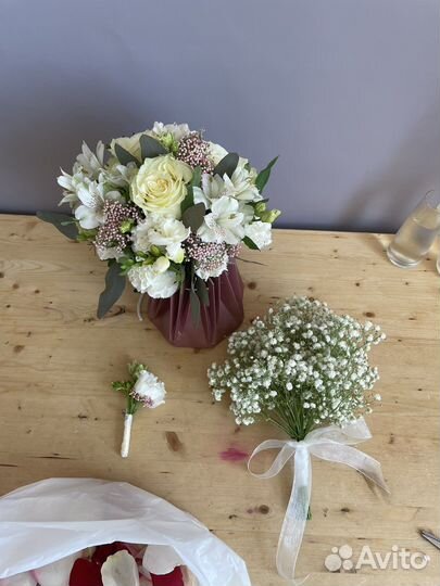 Свадебный букет и бутоньерка