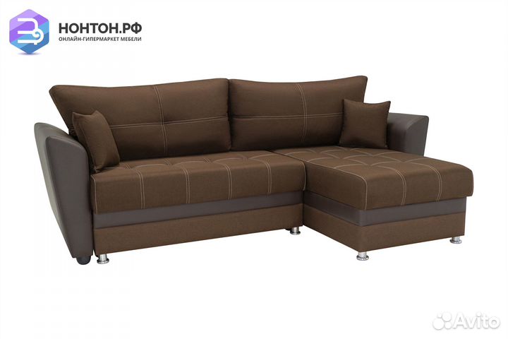 Диван угловой еврокнижка Амстердам коричневый