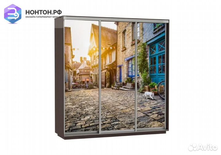 Шкаф-купе Нонтон 3-дверный венге / улица