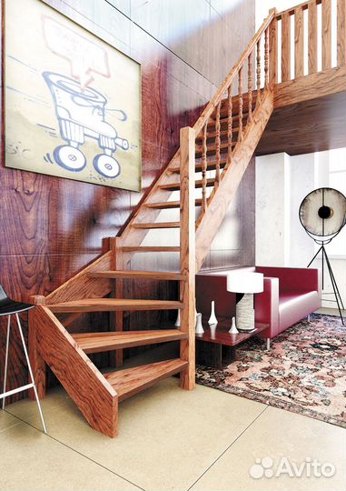 Деревянная лестница лес-07