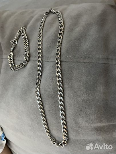 Цепь мужская и браслет бижутерия