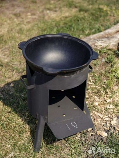Чyгунный казан 10 литров с печкой
