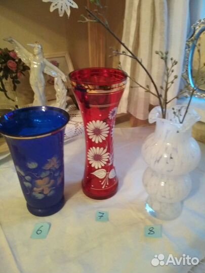 Ваза рубиновый хрусталь,Фарфор лфз