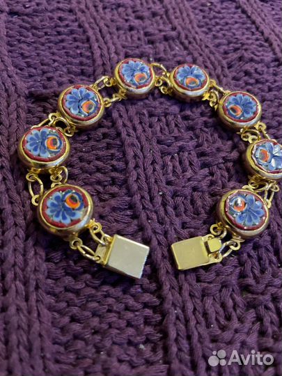 Браслет микромозаика Италия винтаж позолота
