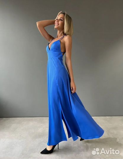 Платье новое атласное комбинация макси