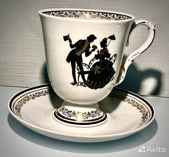 Чайная пара. Силуэты. Дулево. Фарфор. СССР