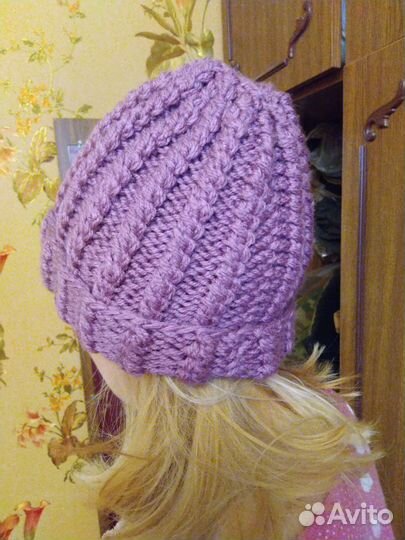 Шапка женская вязанная акриловая р р55. 57