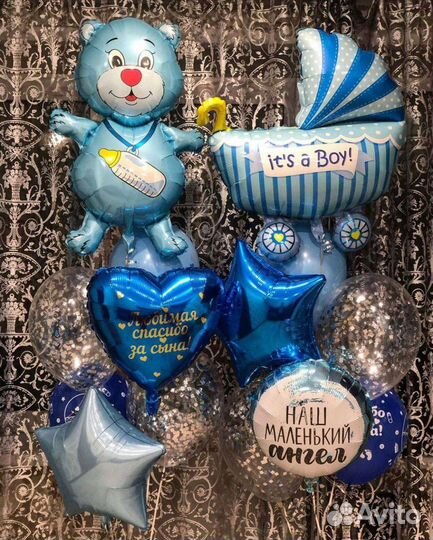 Шары на выписку из роддома, оформление шарами