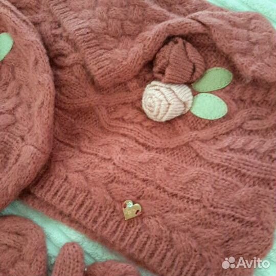 Сет/набор для девочки берет,варежки,балеро 9-24мес