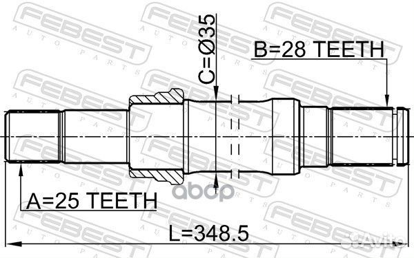 Полуось правая 25x350x28 1512-001 Febest