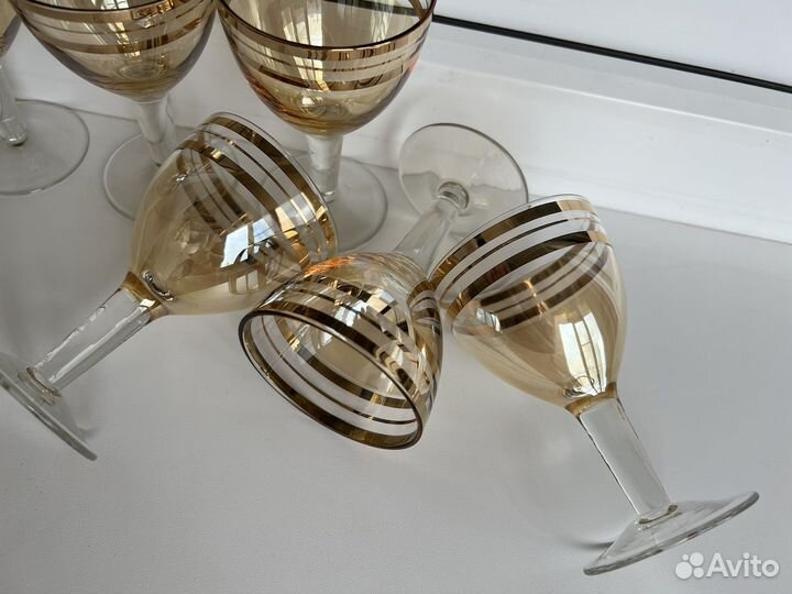 Бокалы фужеры рюмки цветное стекло винтаж СССР