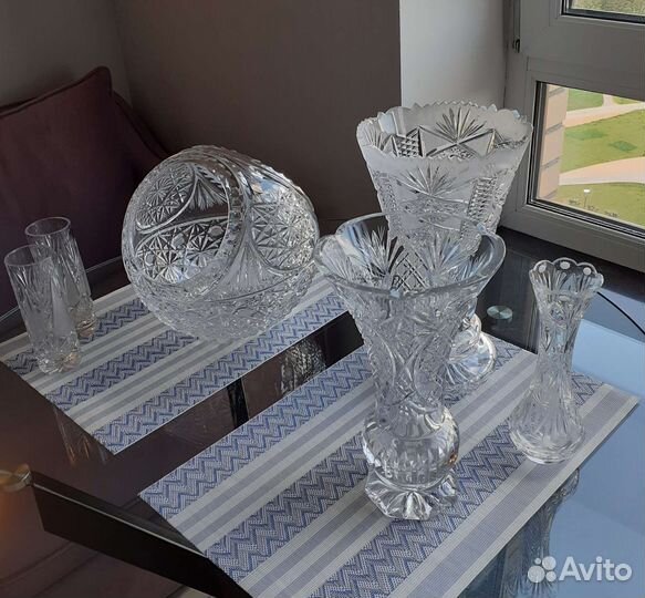 Хрустальные вазы, 6 штук