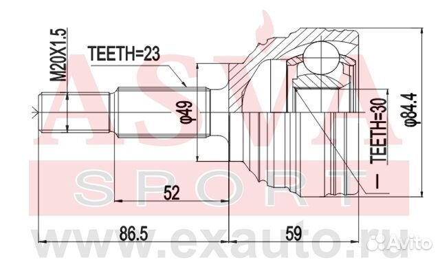 Шрус наружный 30x49x23