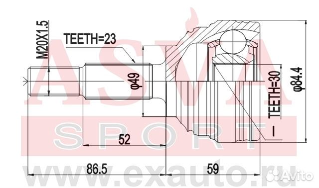 Шрус наружный 30x49x23
