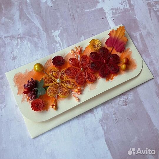 Конверт ручной работы в технике квиллинг