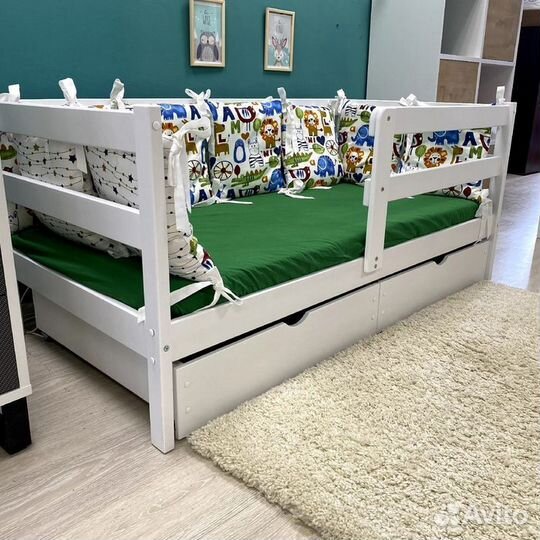 Кроватка детская высокий борт берёза софа