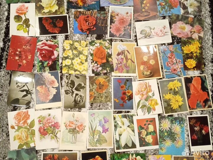 Открытки цветы чистые СССР