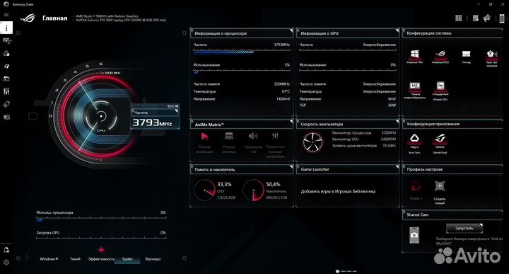 Asus rog zephyrus g14 RTX 3060, 24 gb, 1tb