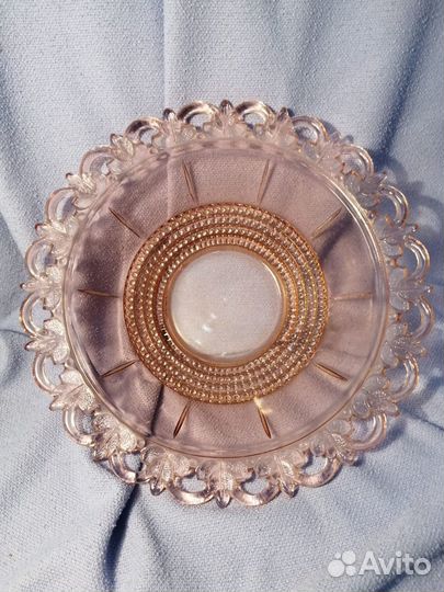 Тортница, ваза, конфетница медовое стекло СССР