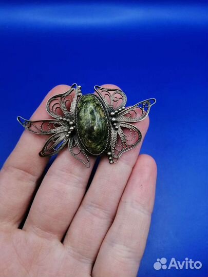 Брошь Брошка Винтаж СССР Натуральный камень