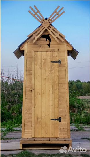 Уличный туалет деревянный PRO885