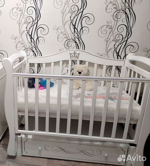 Детская кроватка Антел Julia 11 белая+ матрас