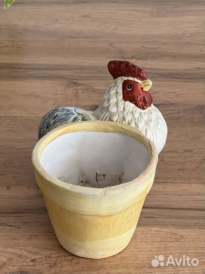 Кашпо для цветов петух фигурка садовая