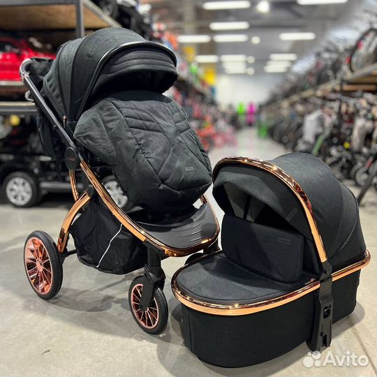 Коляска модульная Luxmom 770 2 в 1, черный цвет